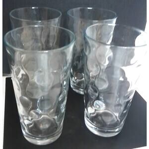 Vintage Pasabahce Thumbprint Optic Circle Glass Tumbers Set of 4